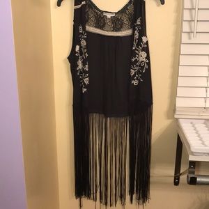 Grey Fringe Cardigan/Vest